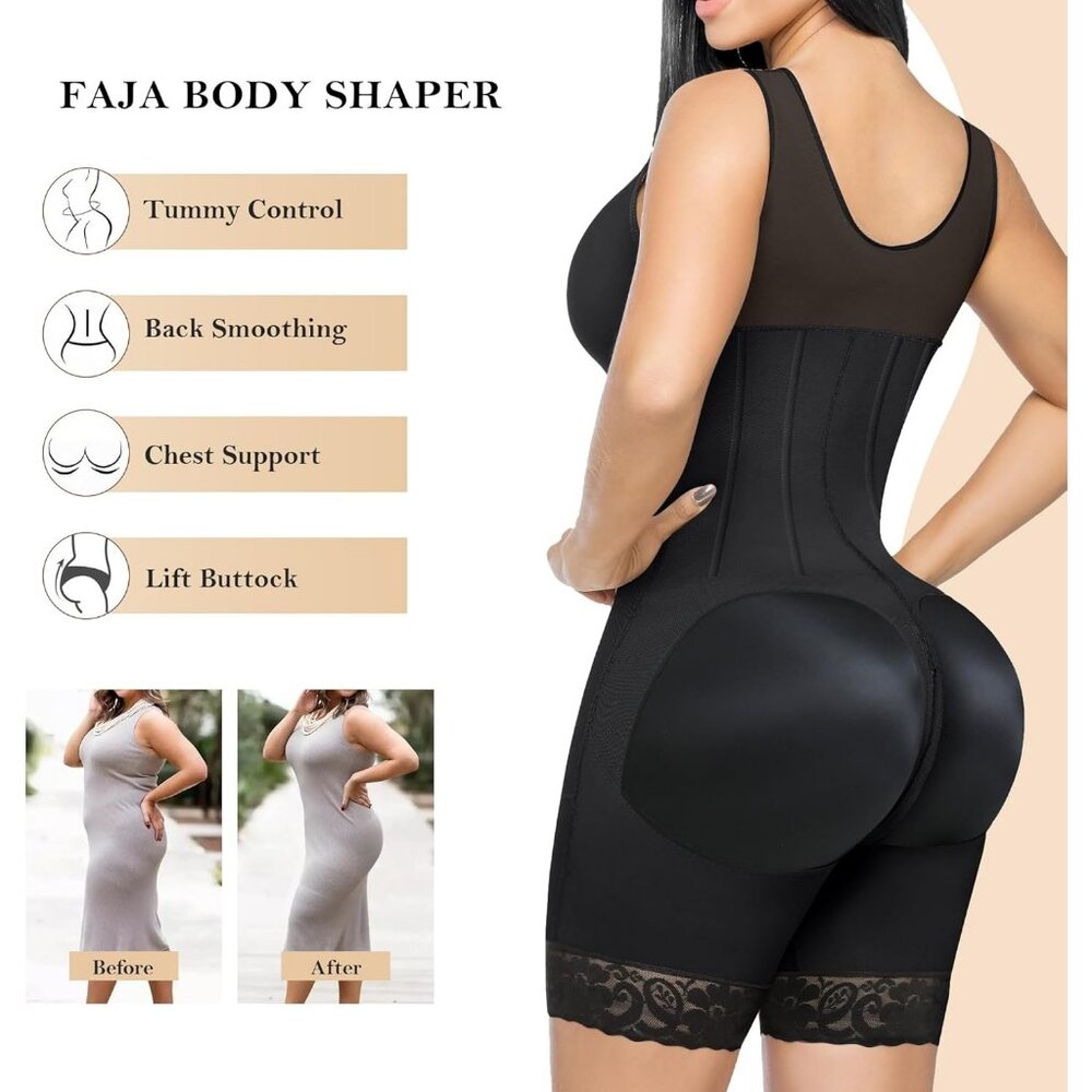 Women' Shapewear Tummy Control Body Shaper Girdles Post Garment 1-Black - Picture 6 of 6